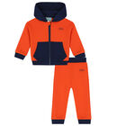 Younger Boys Orange & Navy Blue Logo Tracksuit, 1, hi-res